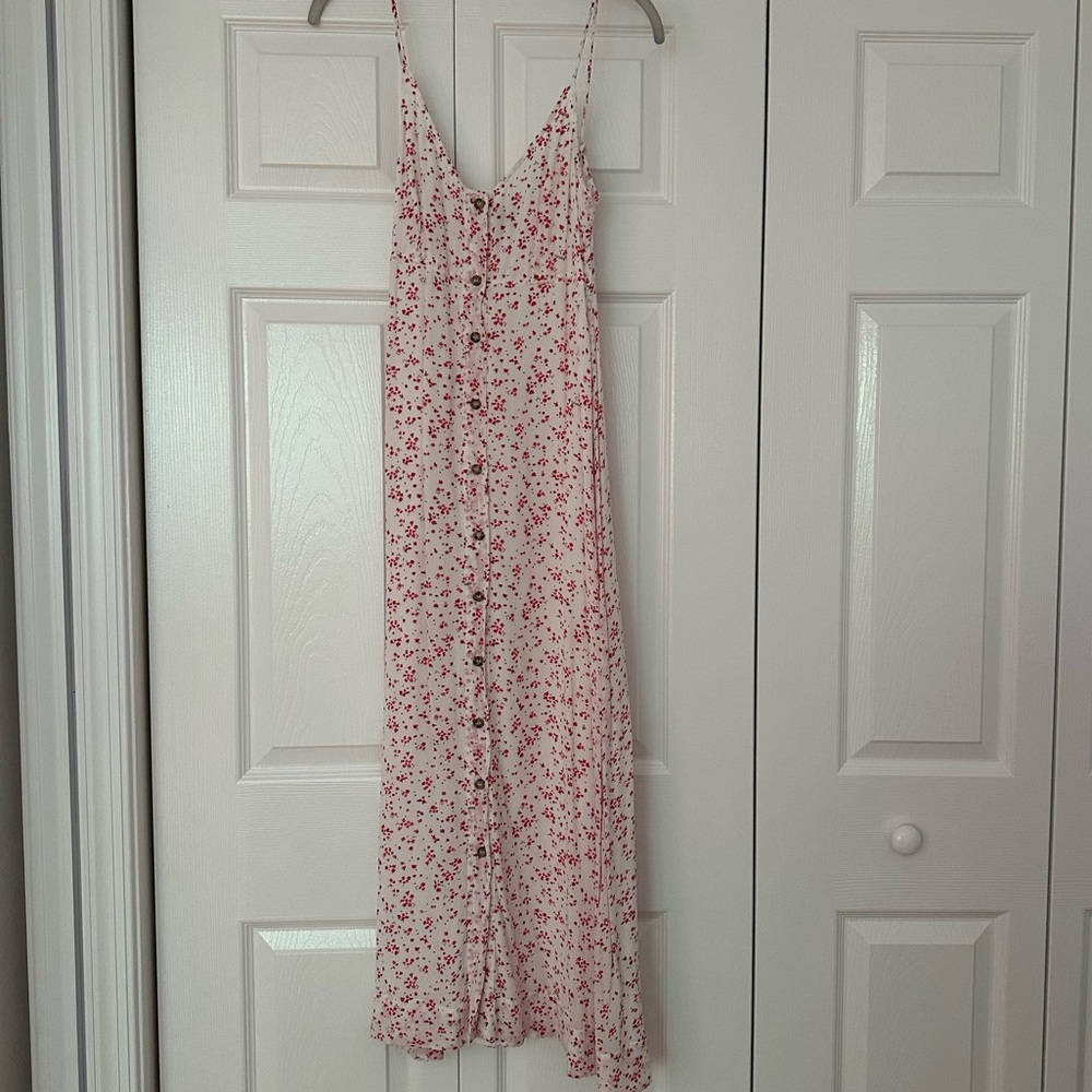 Ganni White and Red Maxi Sundress